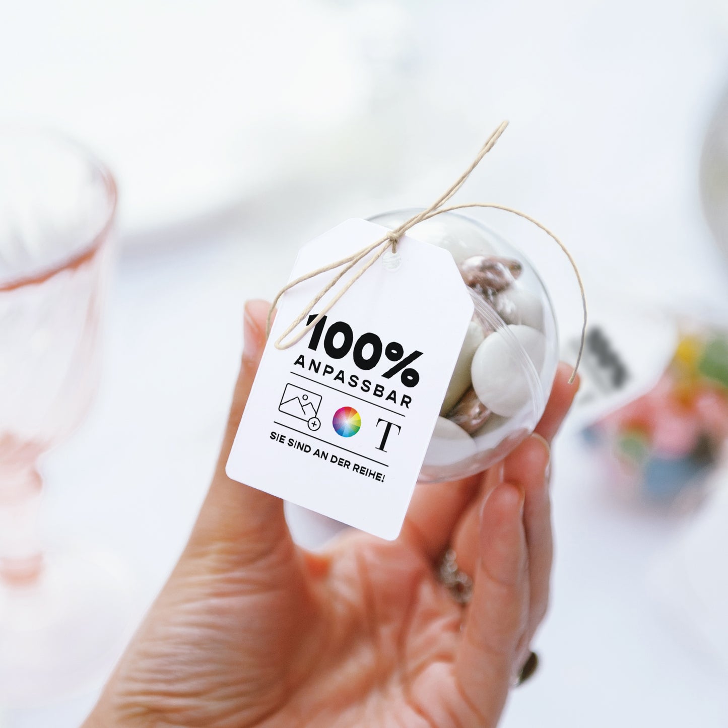 Geschenkbox Hochzeit Ball mit Wimpel-Etikett Mach es selbst VI foto N° 3