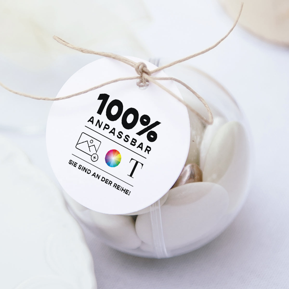 Geschenkbox Hochzeit Kugel mit runder Etikette Mach es selbst VI foto