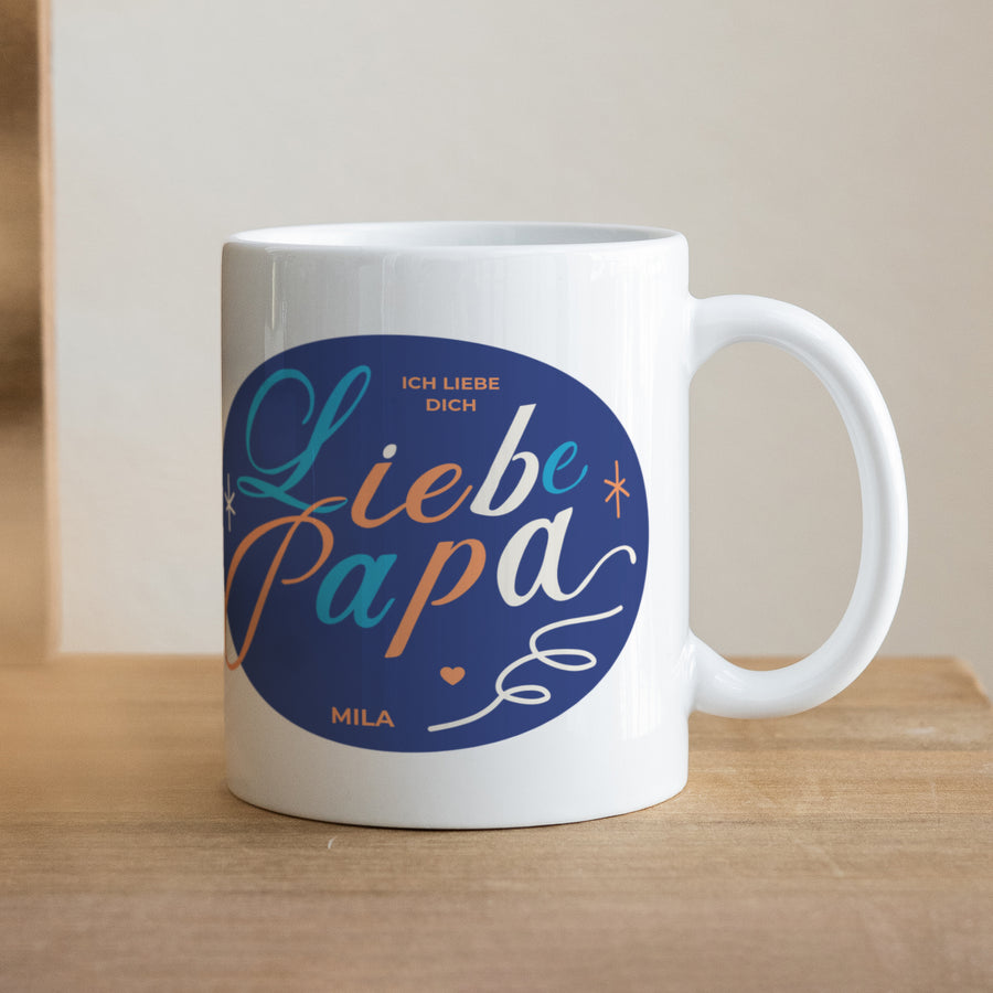 Tasse Objekte Weiß Papa Blau foto