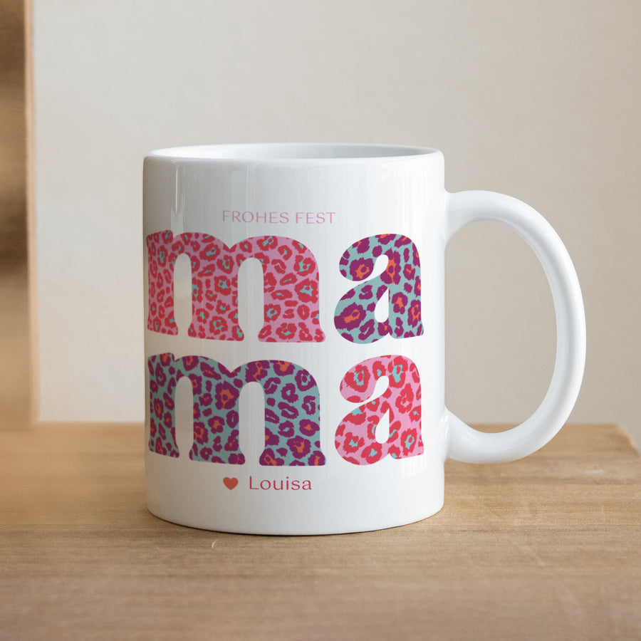Tasse Objekte Weiß Leopard Mama foto