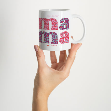 Tasse Objekte Weiß Leopard Mama