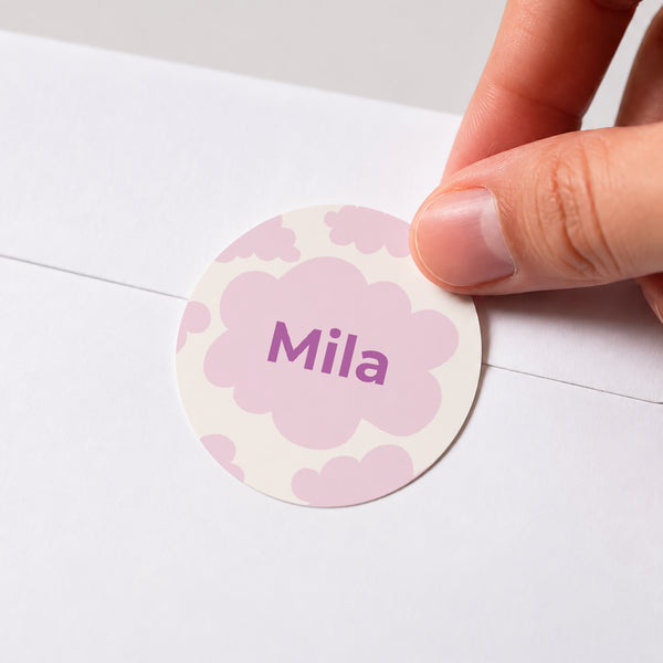 Sticker Geburt Rund Kleiner rosa Wolke foto