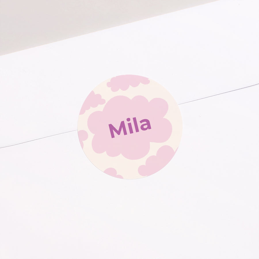 Sticker Geburt Rund Kleiner rosa Wolke foto