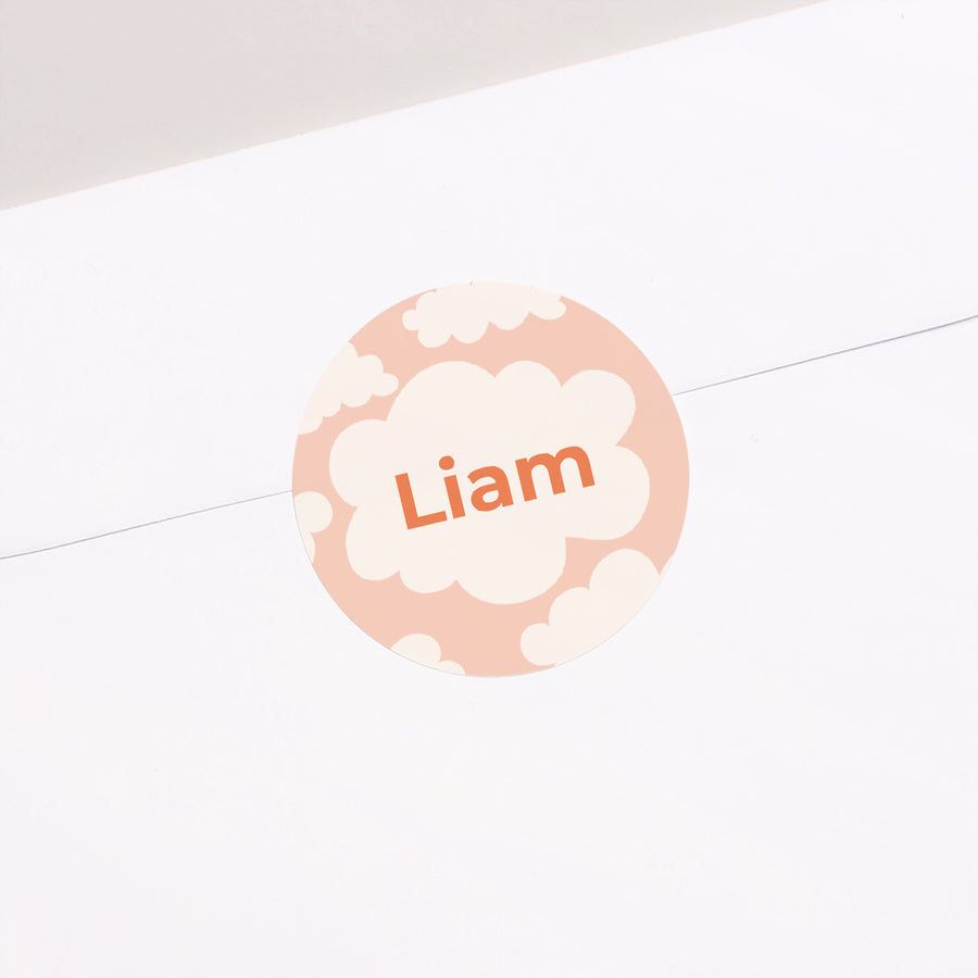 Sticker Geburt Rund Kleiner orangefarbener Wolke foto