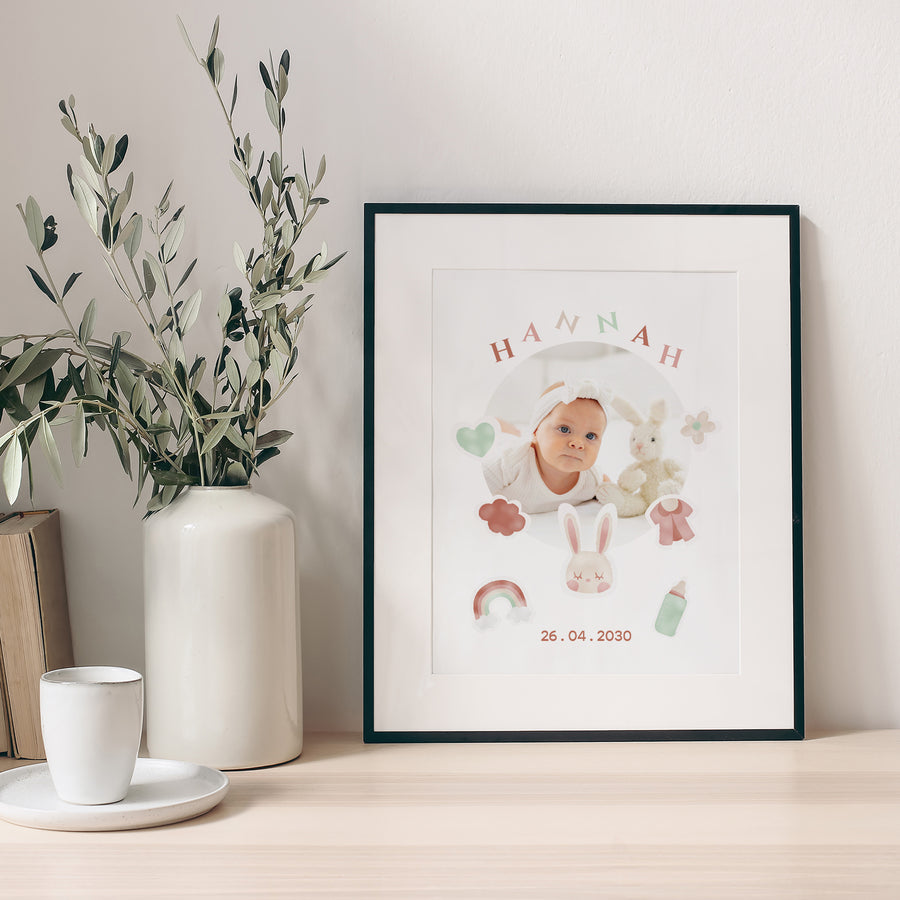 Poster Geburt Porträt Sanfte Pastellfarben. foto