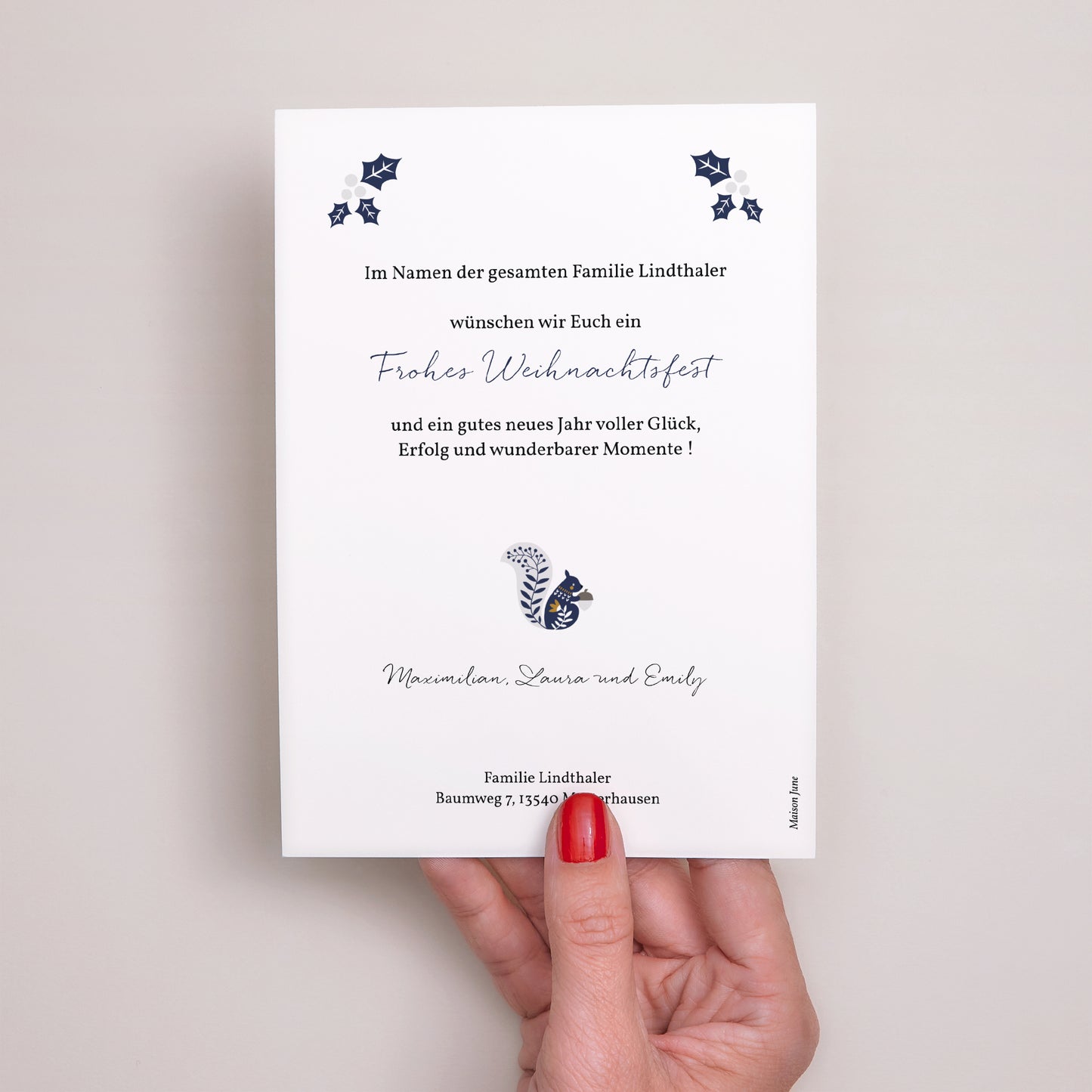 Weihnachtskarte Weihnachten Ho ho ho blau foto N° 3