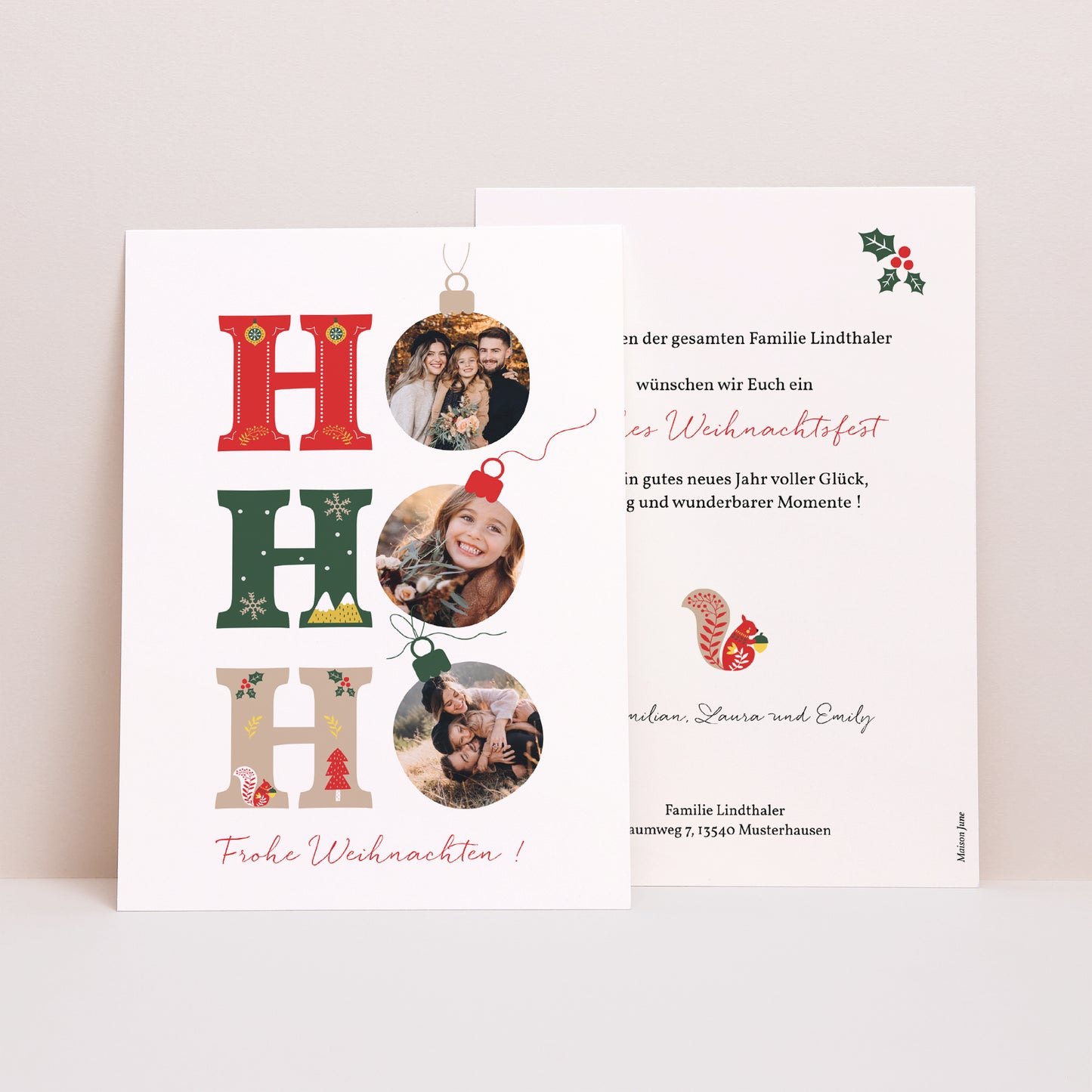 Weihnachtskarte Weihnachten Ho ho ho rot foto N° 1