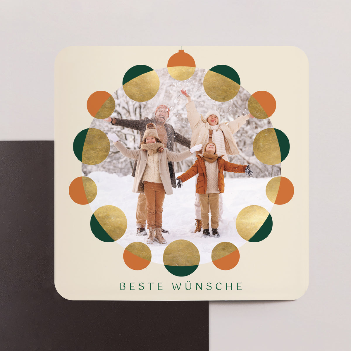 Weihnachtskarte Weihnachten Set von 8, magnetisch, quadratisch mit abgerundeten Ecken Die Wünsche als Schmuck foto