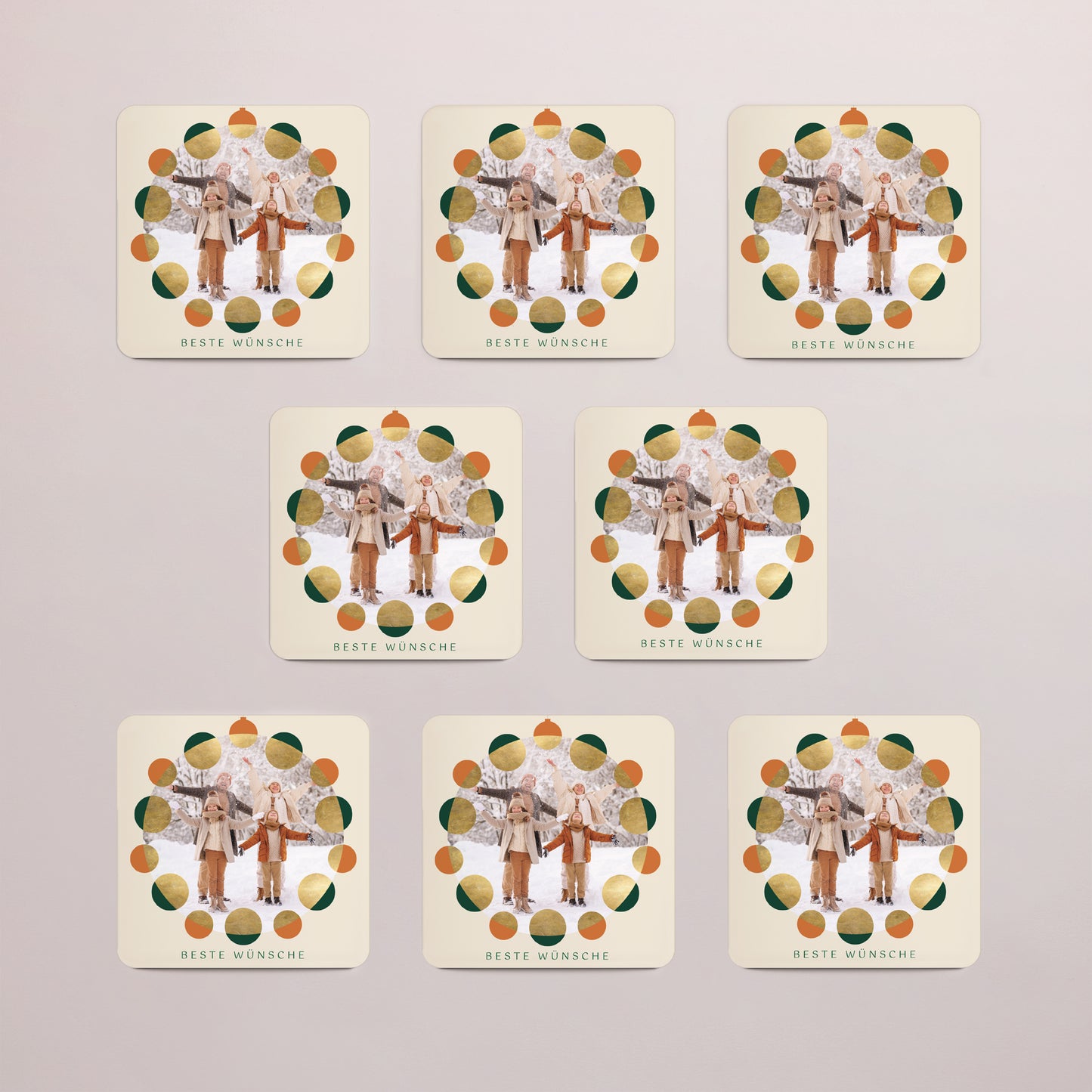 Weihnachtskarte Weihnachten Set von 8, magnetisch, quadratisch mit abgerundeten Ecken Die Wünsche als Schmuck foto N° 3