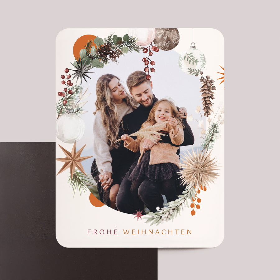 Weihnachtskarte Weihnachten Set von 8, magnetisch, rechteckig mit abgerundeten Ecken Festliches Porträt foto