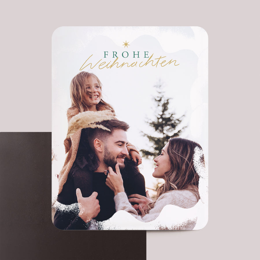 Weihnachtskarte Weihnachten Set von 8, magnetisch, rechteckig mit abgerundeten Ecken Schneeflocken foto