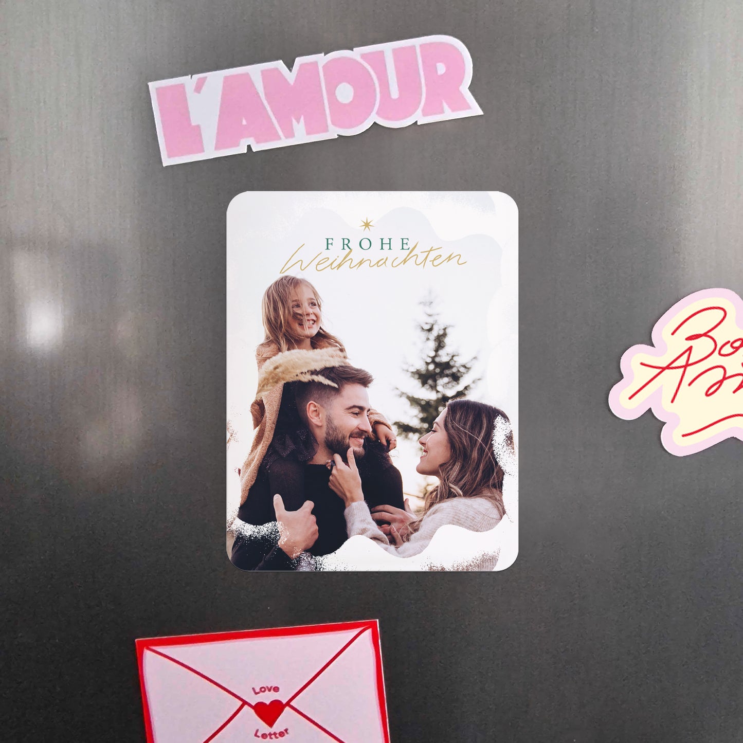 Weihnachtskarte Weihnachten Set von 8, magnetisch, rechteckig mit abgerundeten Ecken Schneeflocken foto N° 4