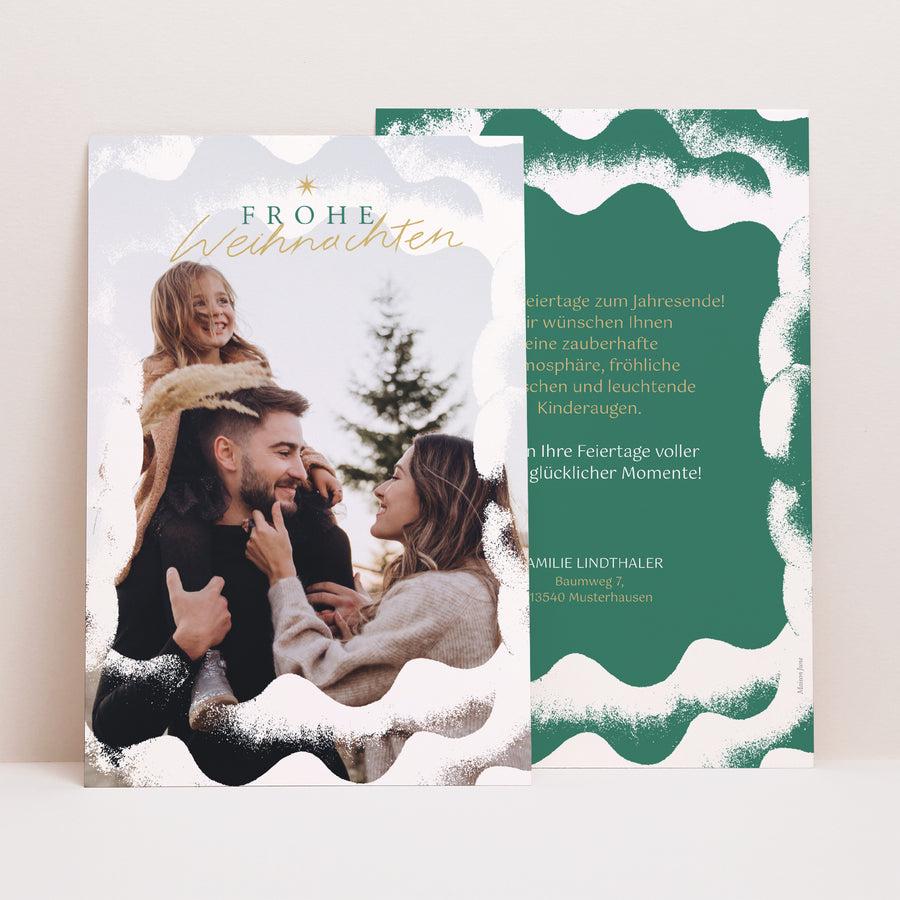 Weihnachtskarte Weihnachten PortraitPorträt Schneeflocken foto