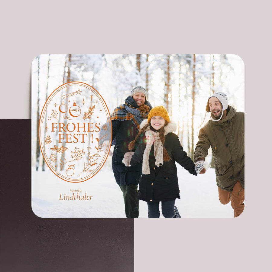 Weihnachtskarte Weihnachten Set von 8, magnetisch, Landschaft, rechteckige abgerundete Ecken Das Emblem foto