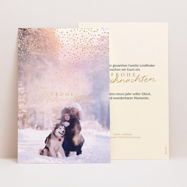 Weihnachtskarte Weihnachten PortraitPorträt Goldener Schnee II foto