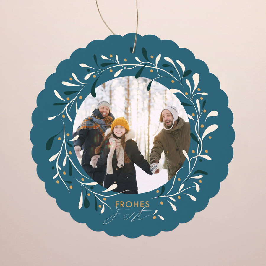 Weihnachtskarte Weihnachten Zum Aufhängen Eibe und Glück foto
