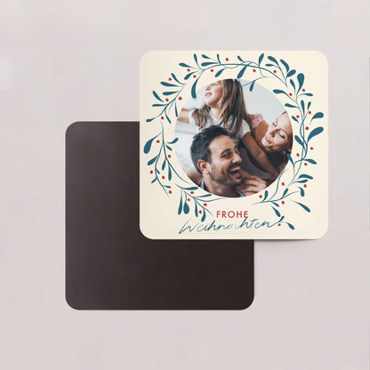 Weihnachtskarte Weihnachten Set von 8, magnetisch, quadratisch mit abgerundeten Ecken Ilex und Glück II foto N° 2