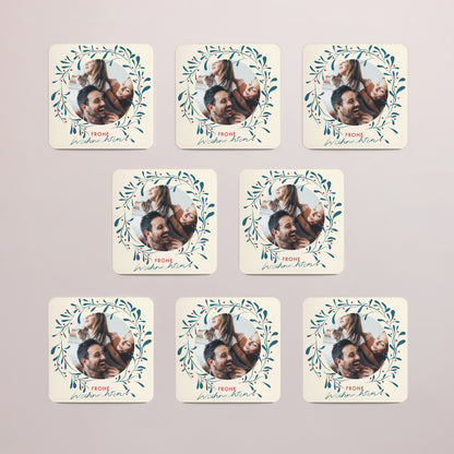 Weihnachtskarte Weihnachten Set von 8, magnetisch, quadratisch mit abgerundeten Ecken Ilex und Glück II foto N° 3