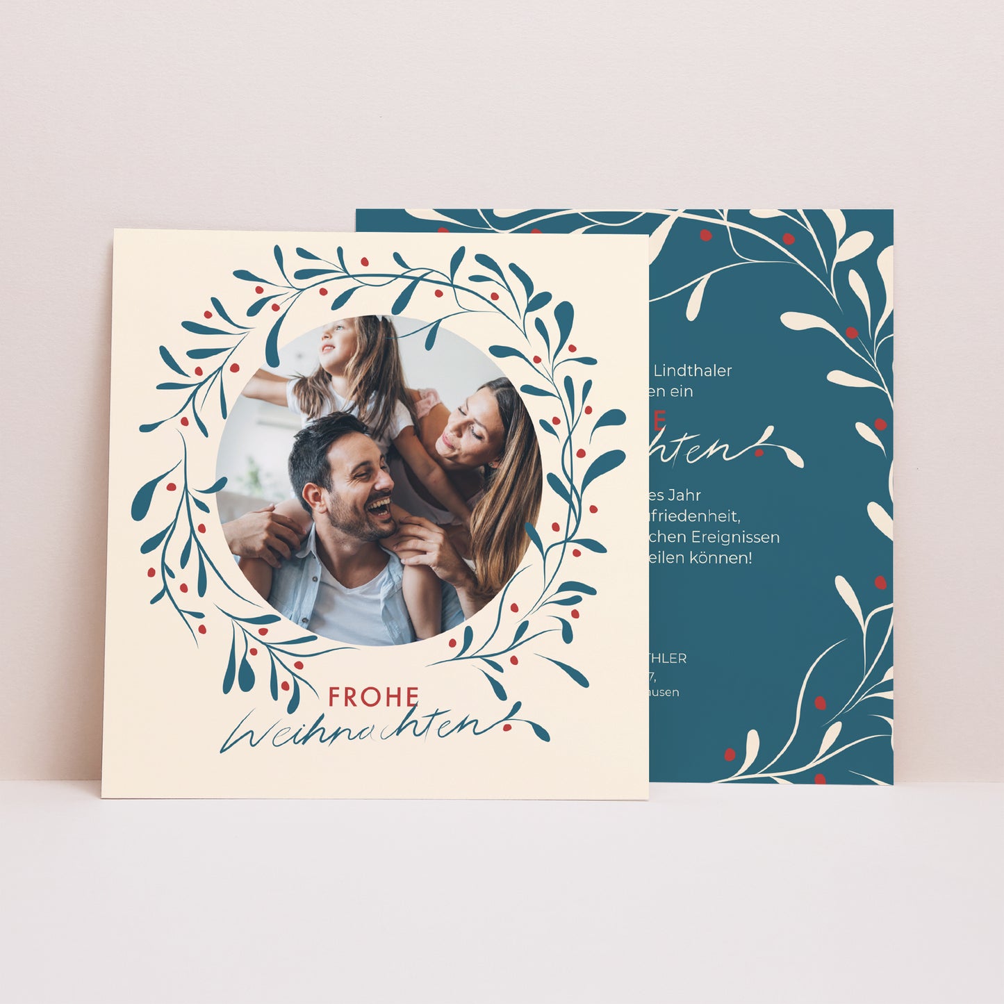 Weihnachtskarte Weihnachten Quadrat Ilex und Glück II foto N° 1