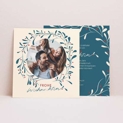 Weihnachtskarte Weihnachten Quadrat Ilex und Glück II foto N° 1