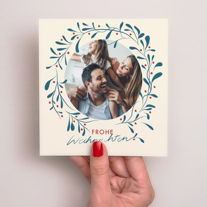 Weihnachtskarte Weihnachten Quadrat Ilex und Glück II foto N° 2