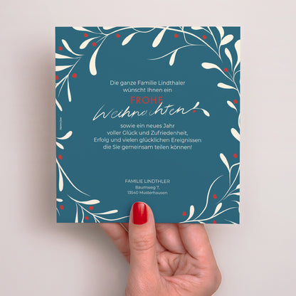 Weihnachtskarte Weihnachten Quadrat Ilex und Glück II foto N° 3