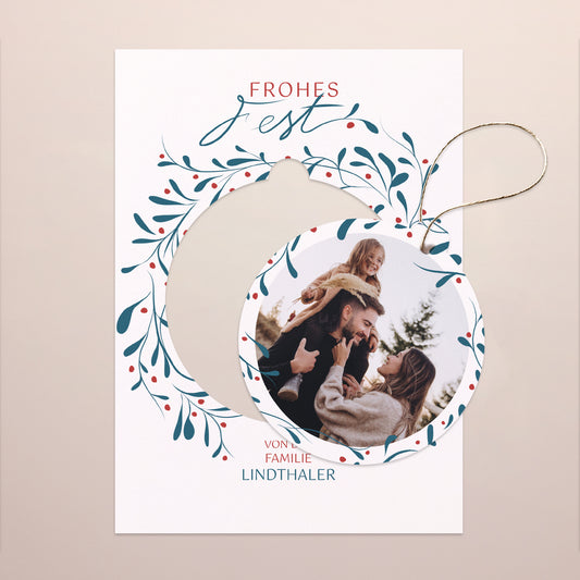 Weihnachtskarte Weihnachten Abnehmbar Kranz aus Stechpalme foto