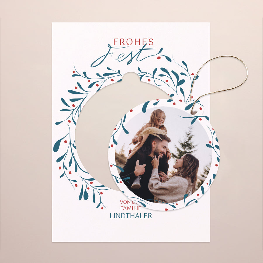 Weihnachtskarte Weihnachten Abnehmbar Kranz aus Stechpalme foto