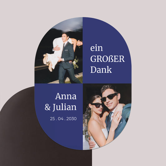 Dankeskarte Hochzeit 8er-Pack, magnetisch, oval Ein GROßES Dankeschön foto