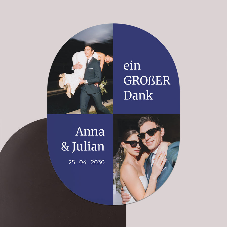 Dankeskarte Hochzeit 8er-Pack, magnetisch, oval Ein GROßES Dankeschön foto
