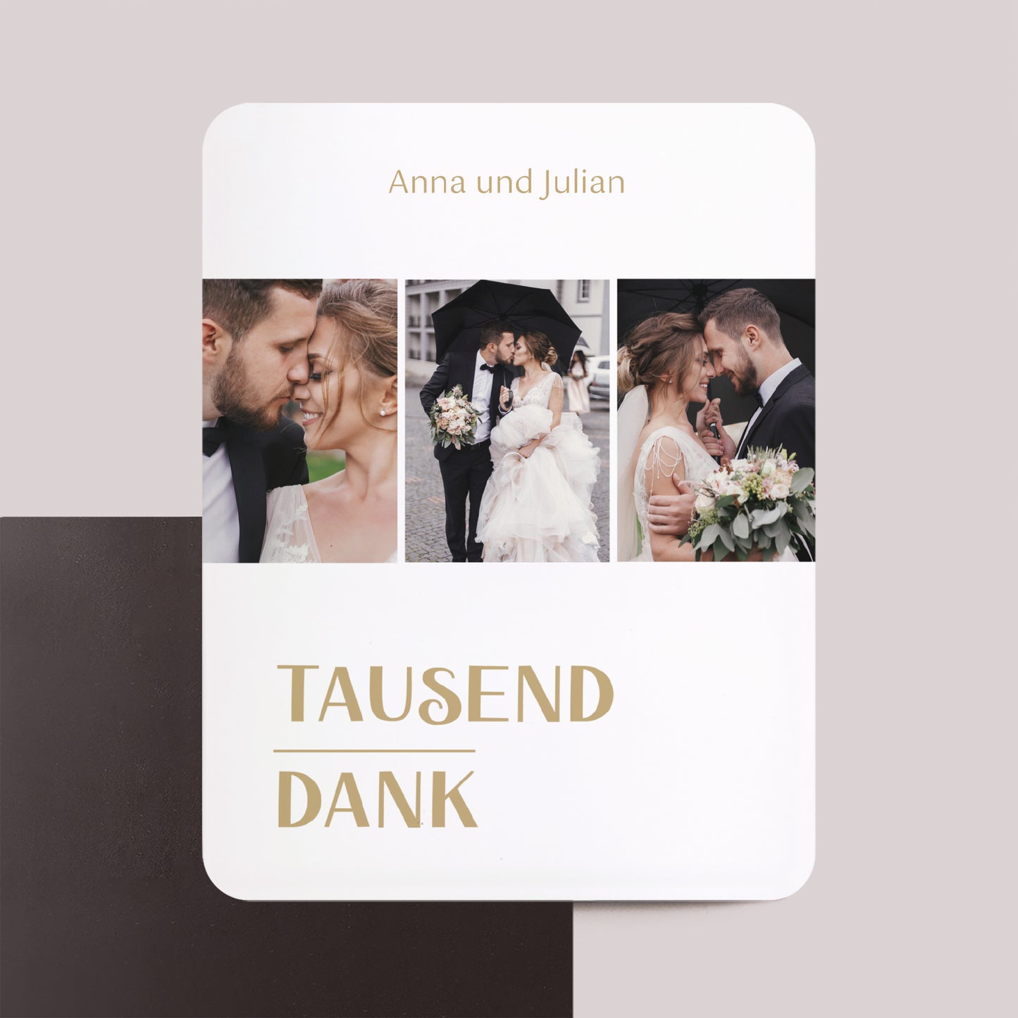 Dankeskarte Hochzeit Set von 8, magnetisch, rechteckig mit abgerundeten Ecken Tausend Dank foto N° 1