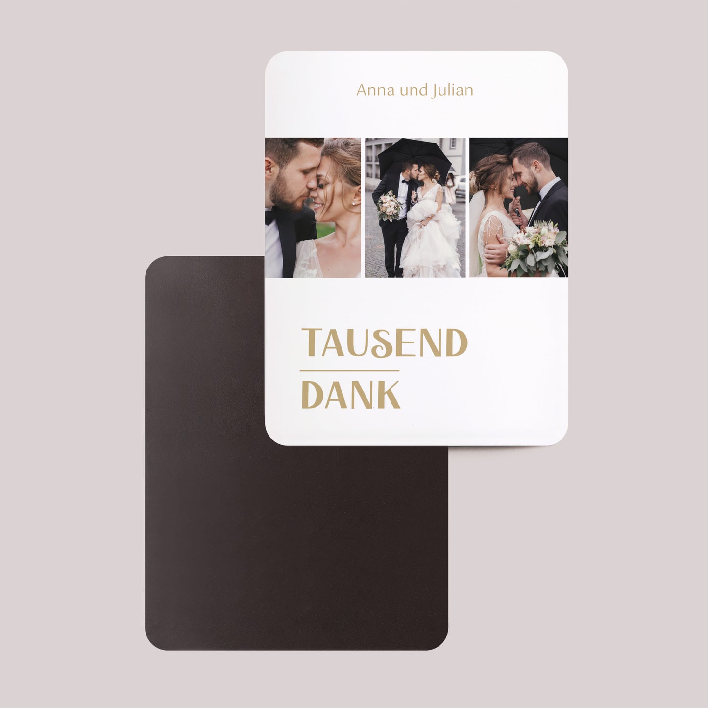 Dankeskarte Hochzeit Set von 8, magnetisch, rechteckig mit abgerundeten Ecken Tausend Dank foto N° 2