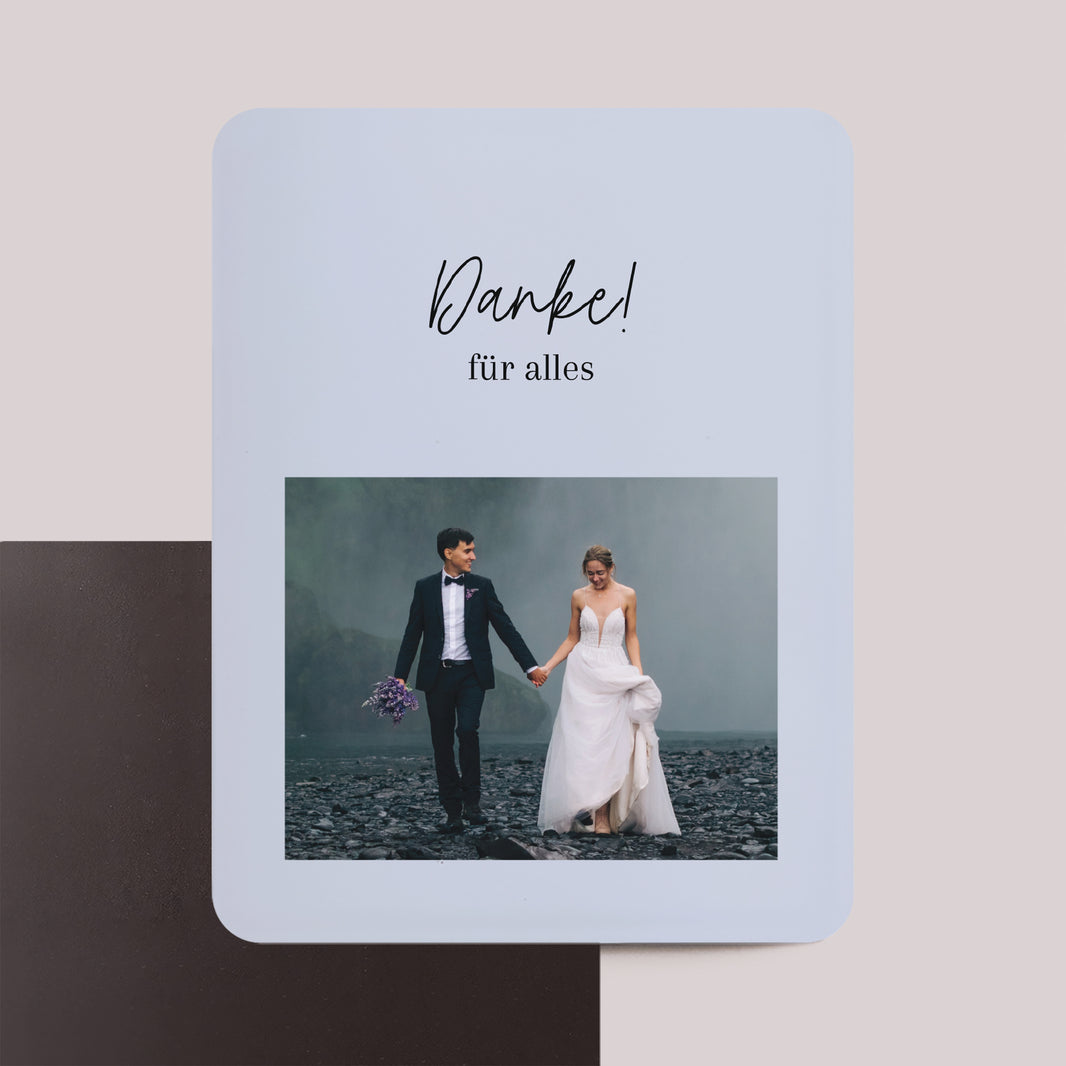 Dankeskarte Hochzeit Set von 8, magnetisch, rechteckig mit abgerundeten Ecken Danke ! foto N° 1