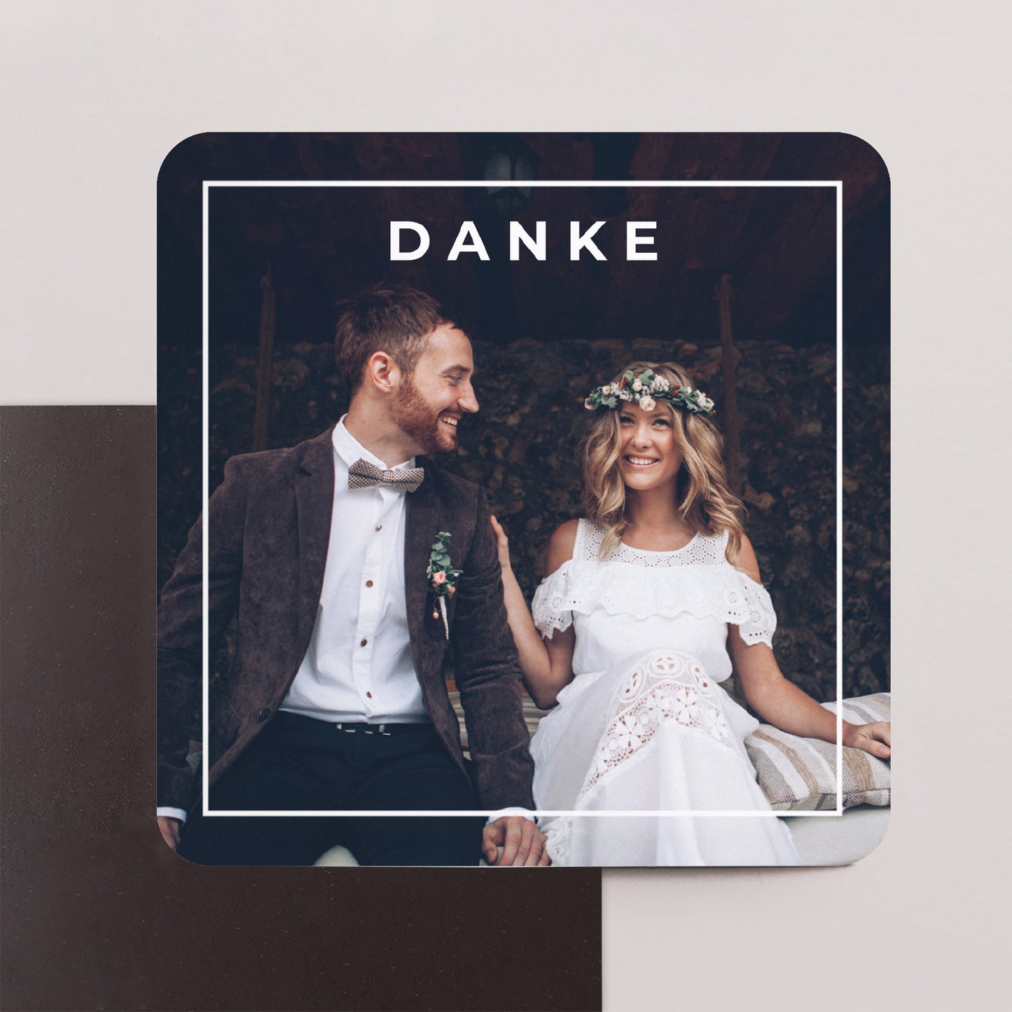 Dankeskarte Hochzeit Set von 8, magnetisch, quadratisch mit abgerundeten Ecken unvergessliche Erinnerungen foto N° 1