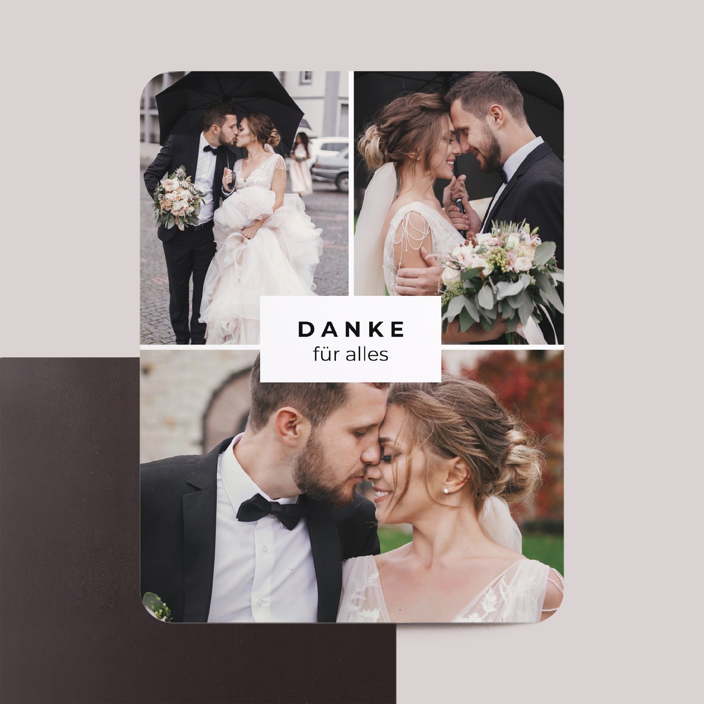 Dankeskarte Hochzeit Set von 8, magnetisch, rechteckig mit abgerundeten Ecken Vielen Dank! foto N° 1