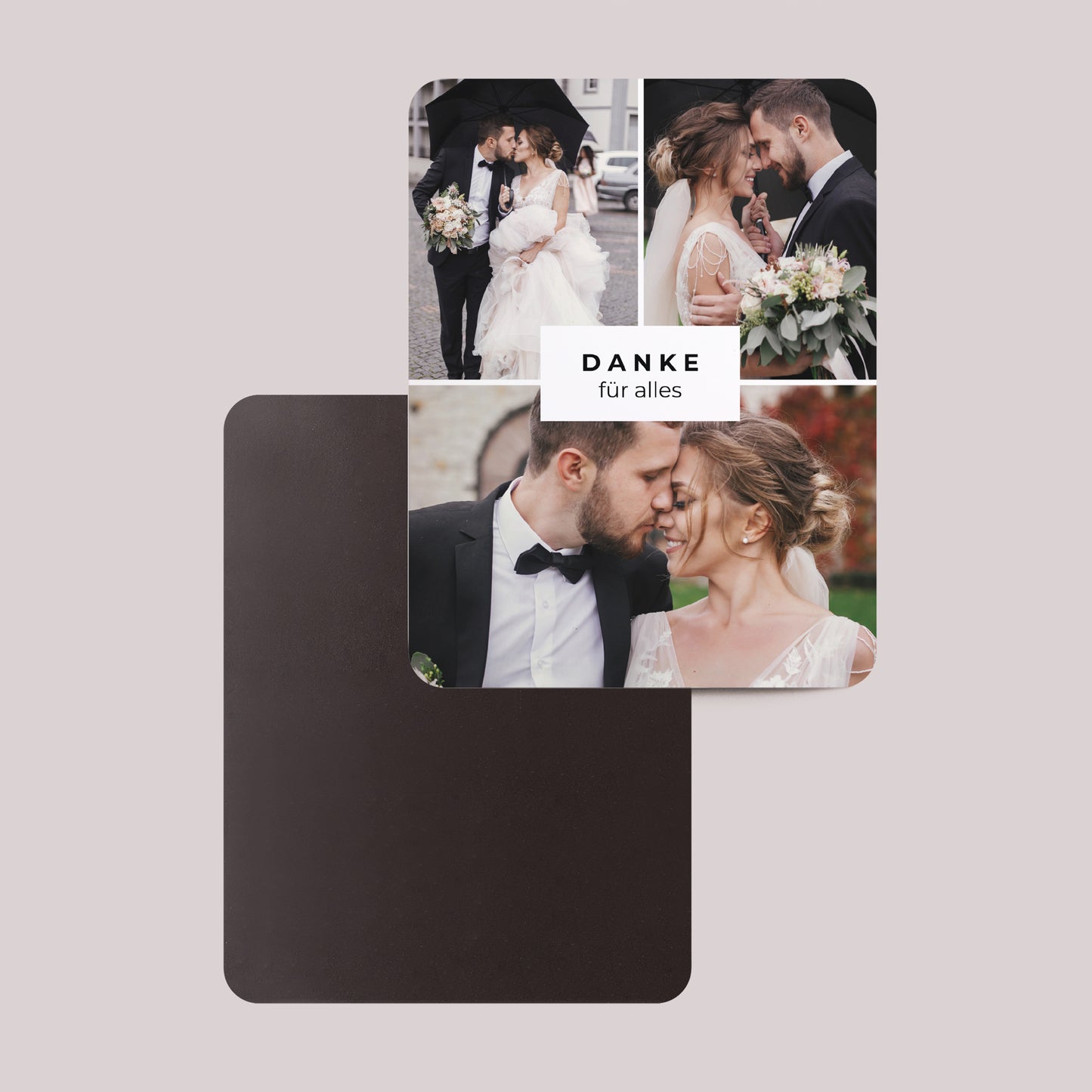 Dankeskarte Hochzeit Set von 8, magnetisch, rechteckig mit abgerundeten Ecken Vielen Dank! foto N° 2