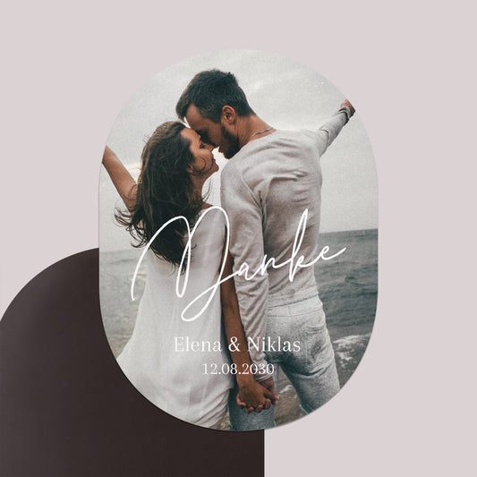 Dankeskarte Hochzeit 8er-Pack, magnetisch, oval Ich liebe dich III foto