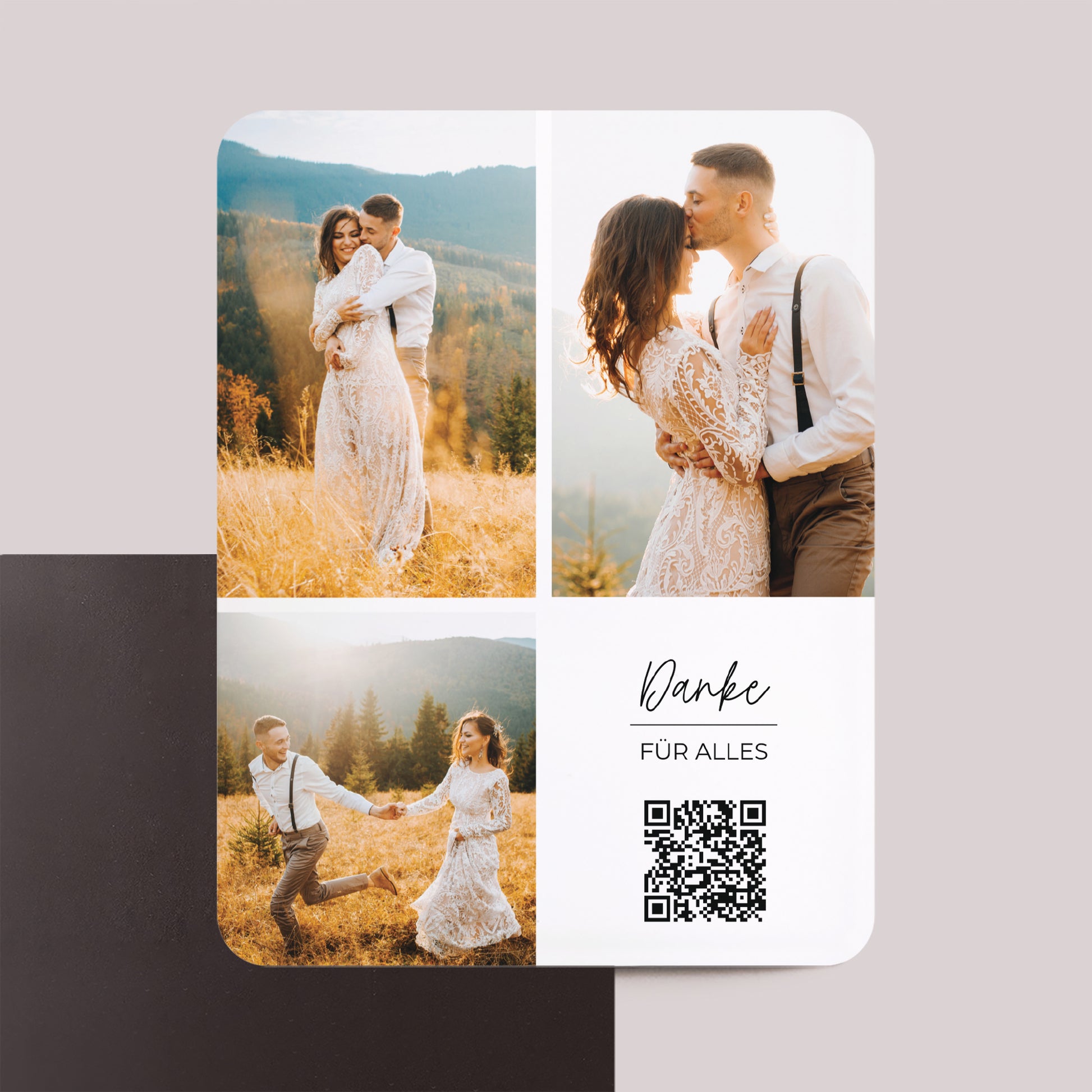 Dankeskarte Hochzeit Set von 8, magnetisch, rechteckig mit abgerundeten Ecken Hochzeit unserer Träume foto N° 1