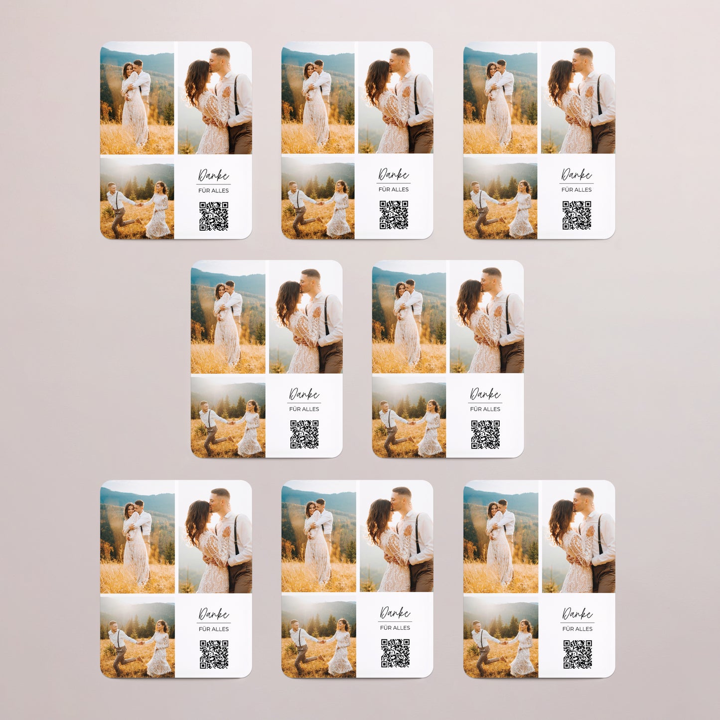 Dankeskarte Hochzeit Set von 8, magnetisch, rechteckig mit abgerundeten Ecken Hochzeit unserer Träume foto N° 3