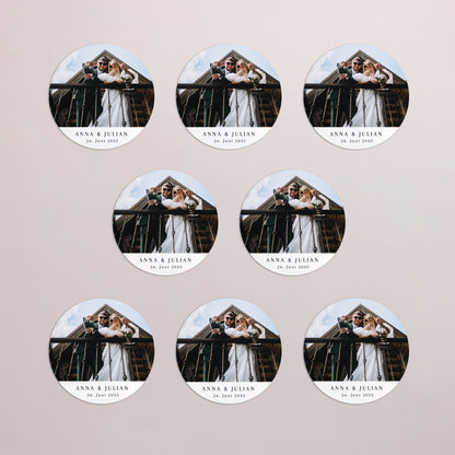 Dankeskarte Hochzeit Set von 8, magnetisch, rund, Ø 10 cm Das große Glück foto N° 3