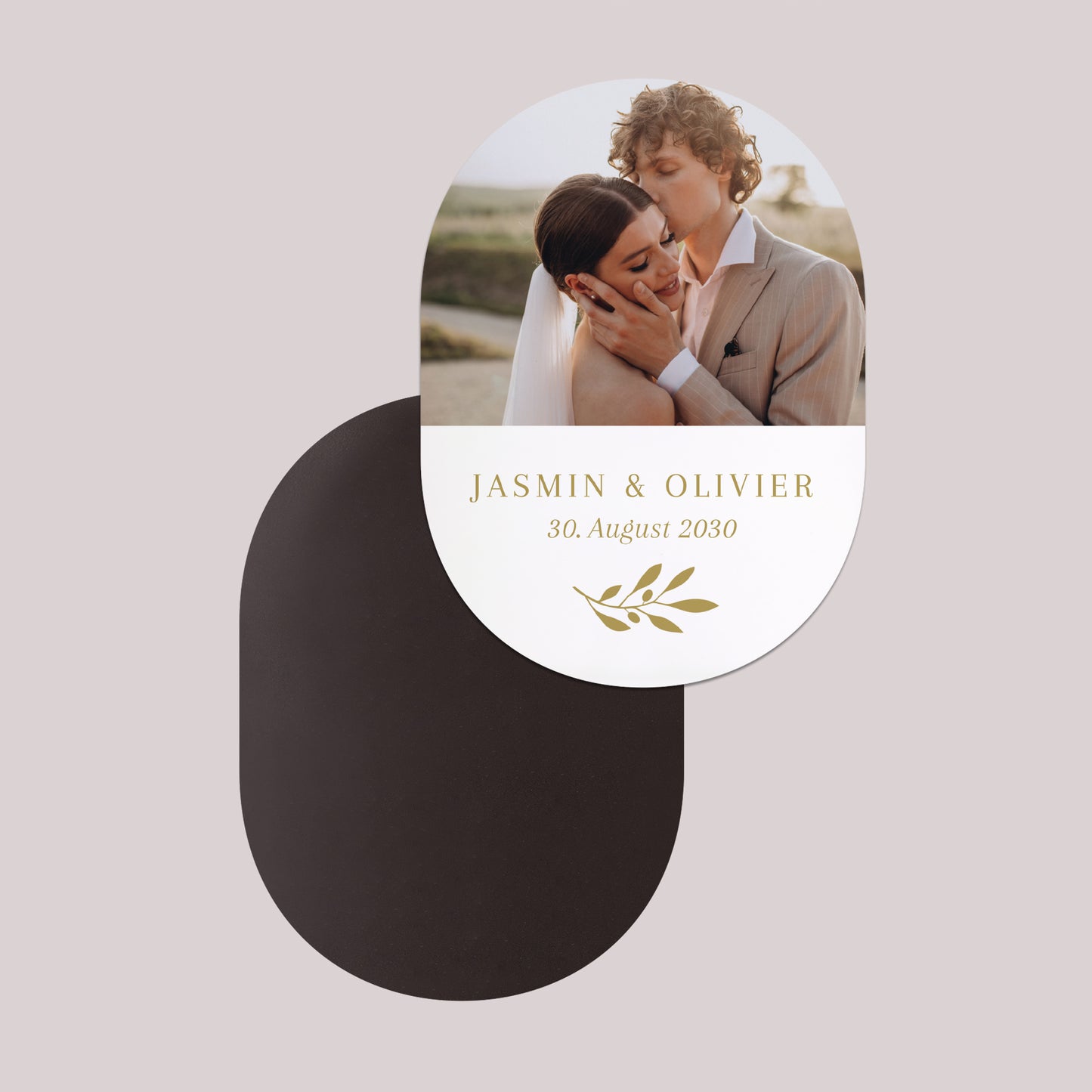 Dankeskarte Hochzeit 8er-Pack, magnetisch, oval Dankeschön in Gold foto N° 2