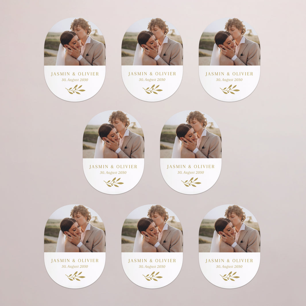 Dankeskarte Hochzeit 8er-Pack, magnetisch, oval Dankeschön in Gold foto N° 3