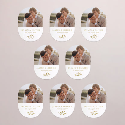 Dankeskarte Hochzeit 8er-Pack, magnetisch, oval Dankeschön in Gold foto N° 3