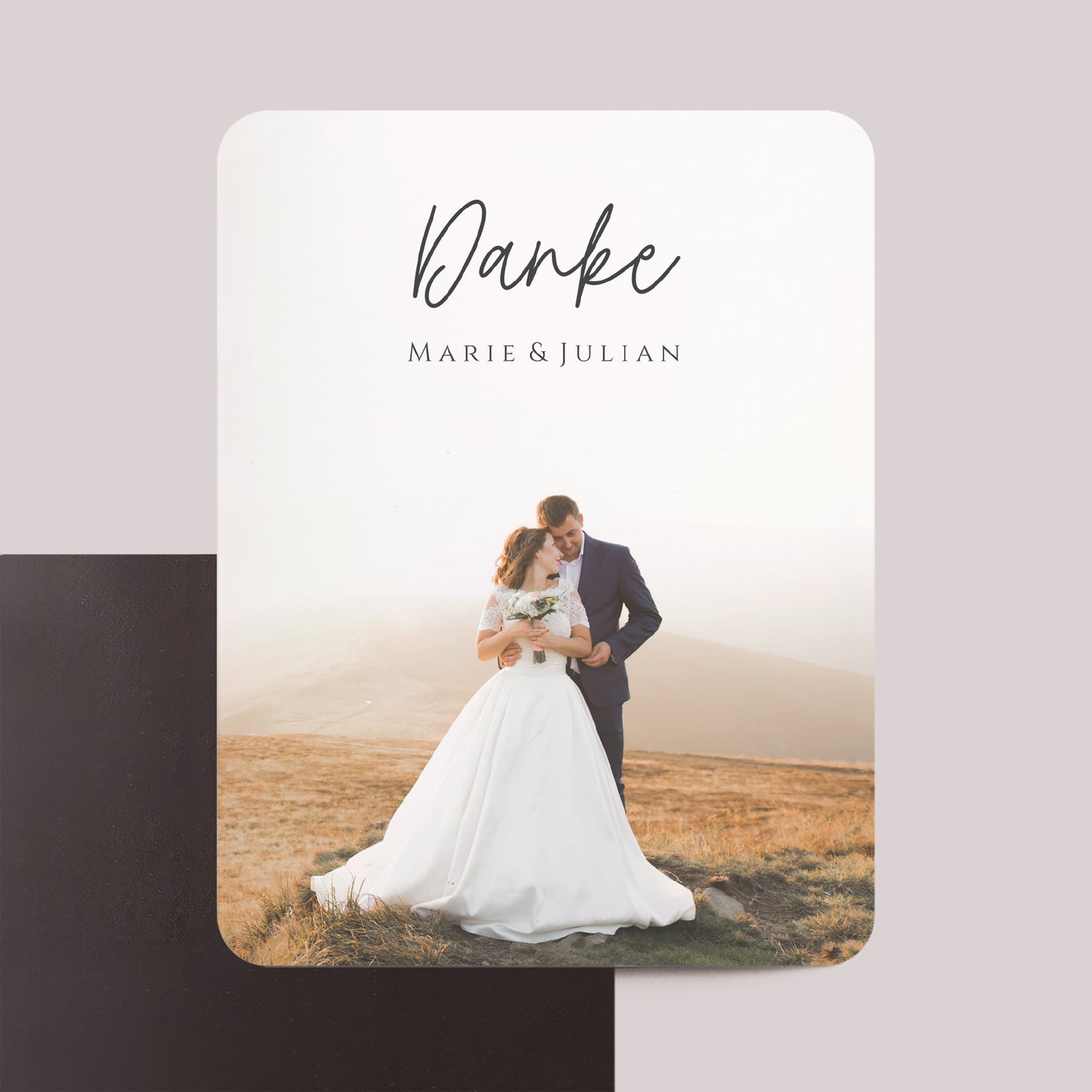 Dankeskarte Hochzeit Set von 8, magnetisch, rechteckig mit abgerundeten Ecken Der schönste Tag foto N° 1