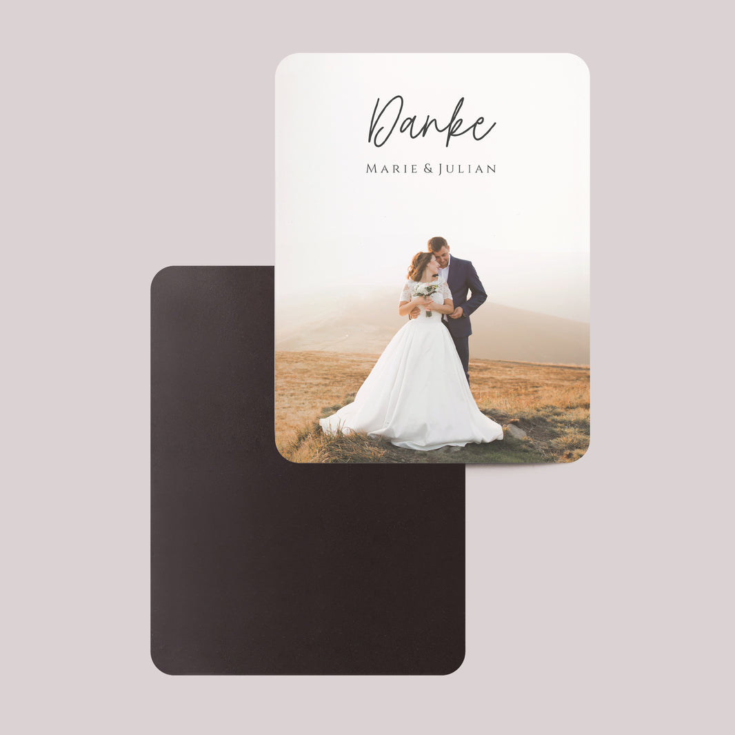 Dankeskarte Hochzeit Set von 8, magnetisch, rechteckig mit abgerundeten Ecken Der schönste Tag foto N° 2