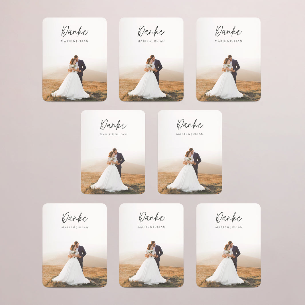 Dankeskarte Hochzeit Set von 8, magnetisch, rechteckig mit abgerundeten Ecken Der schönste Tag foto N° 3