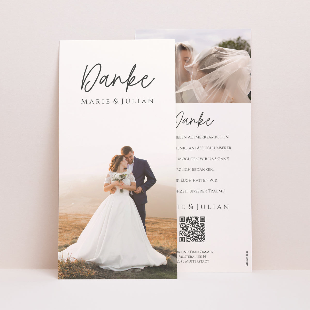 Dankeskarte Hochzeit Panoramatisches Porträt Der schönste Tag foto