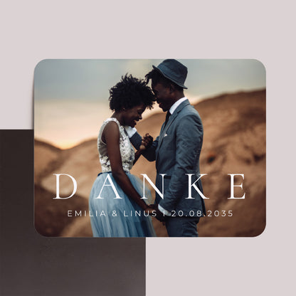 Dankeskarte Hochzeit Set von 8, magnetisch, Landschaft, rechteckige abgerundete Ecken D A N K E foto N° 1