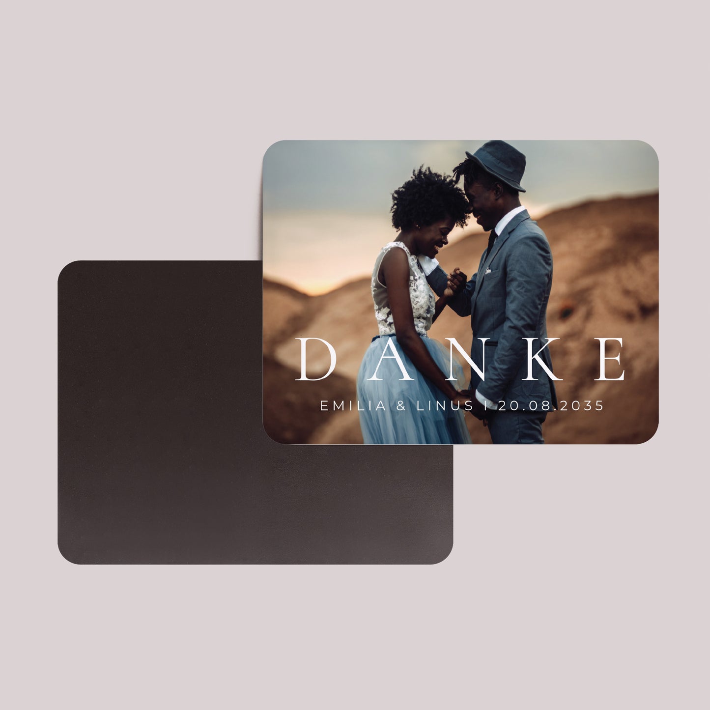 Dankeskarte Hochzeit Set von 8, magnetisch, Landschaft, rechteckige abgerundete Ecken D A N K E foto N° 2