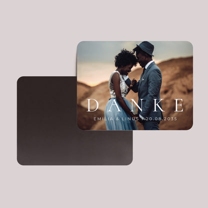 Dankeskarte Hochzeit Set von 8, magnetisch, Landschaft, rechteckige abgerundete Ecken D A N K E foto N° 2